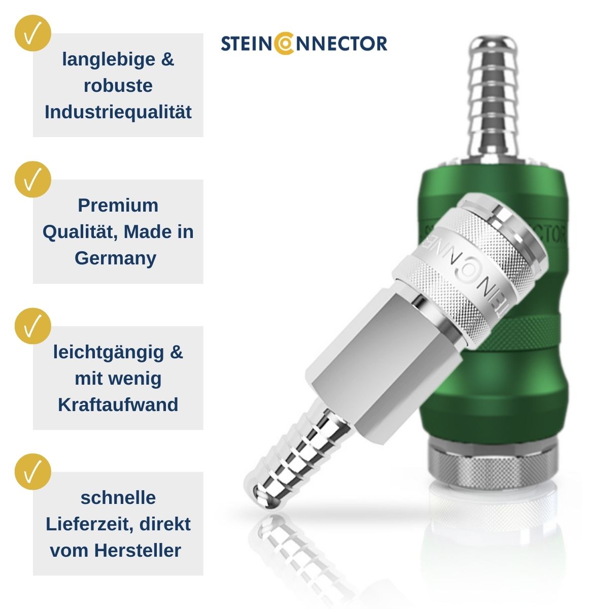 premium druckluft fittings für die betriebseinrichtung - profi druckluftdosen und druckluftstecker in industrie qualität - made in germany