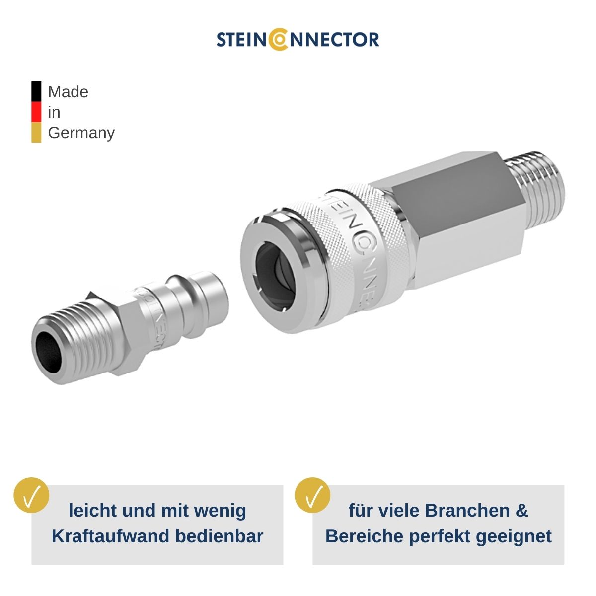 steinconnector druckluft stecker dose schnellkupplung pneumatik & druckluft zubehoer made in germany