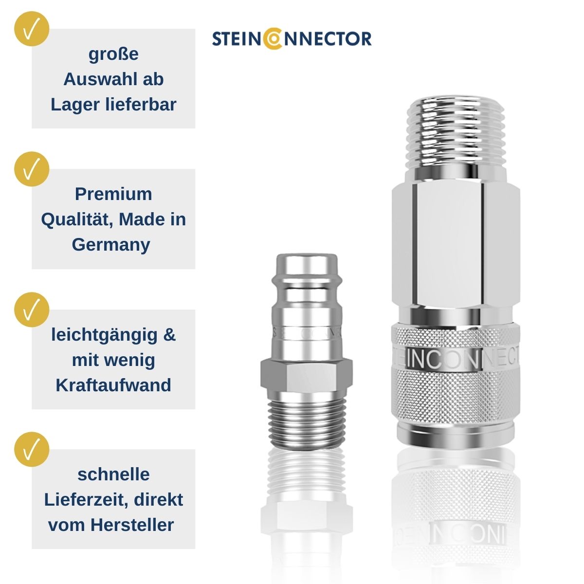 steinconnector pneumatik kupplung druckluft hersteller schnellverschlusskupplung made in germany