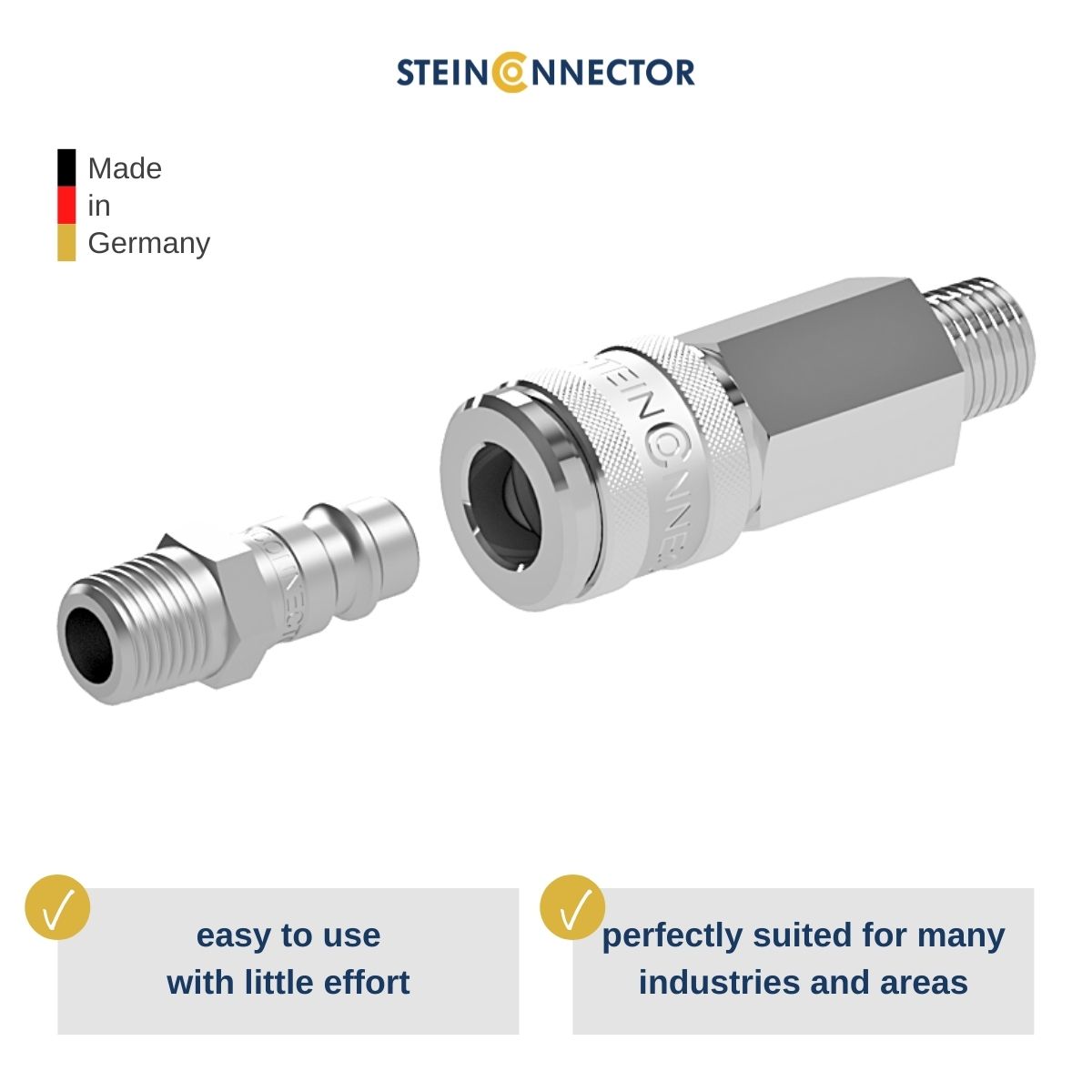 steinconnector compressed air plug socket quick coupling pneumatic & compressed air accessories made in germany