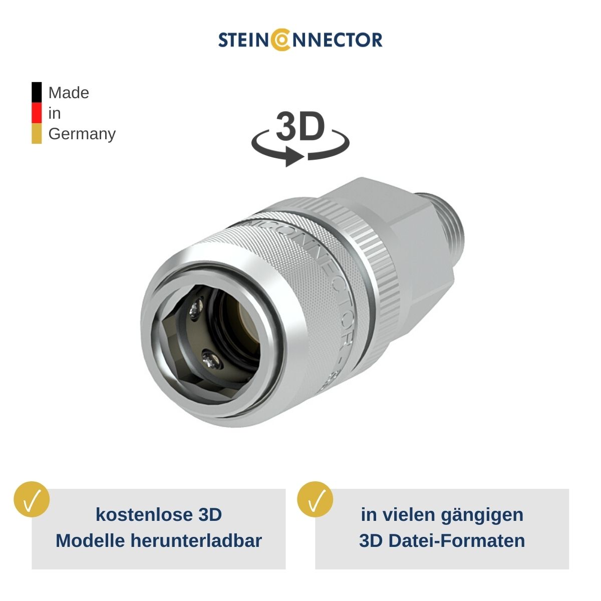 3d schnellverschlusskupplung und druckluftkupplungen cad modelle in vielen datei-formaten für die schnelle planung