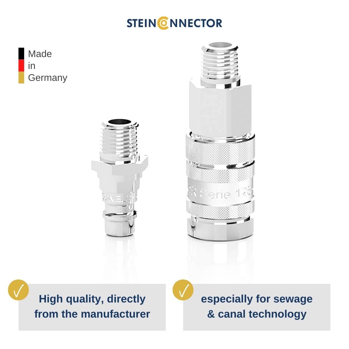 Steinconnector Professional Compressed Air, Safety, Quick and Air Couplings for Sewer and Drainage Technology - First Class Fittings in Industrial Quality - Buy Directly from the German Manufacturer