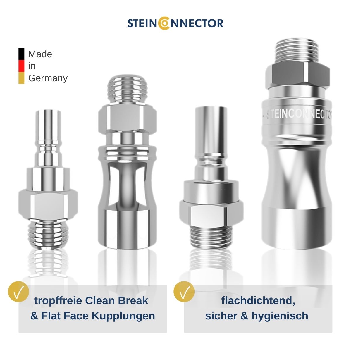 Medical Kupplungen für die Medizintechnik - spezielle Flat Face Kupplungen und Cleanbreak Kupplungen, spritzfrei, leckagefrei & tropffrei - Sterilkupplung für Labore