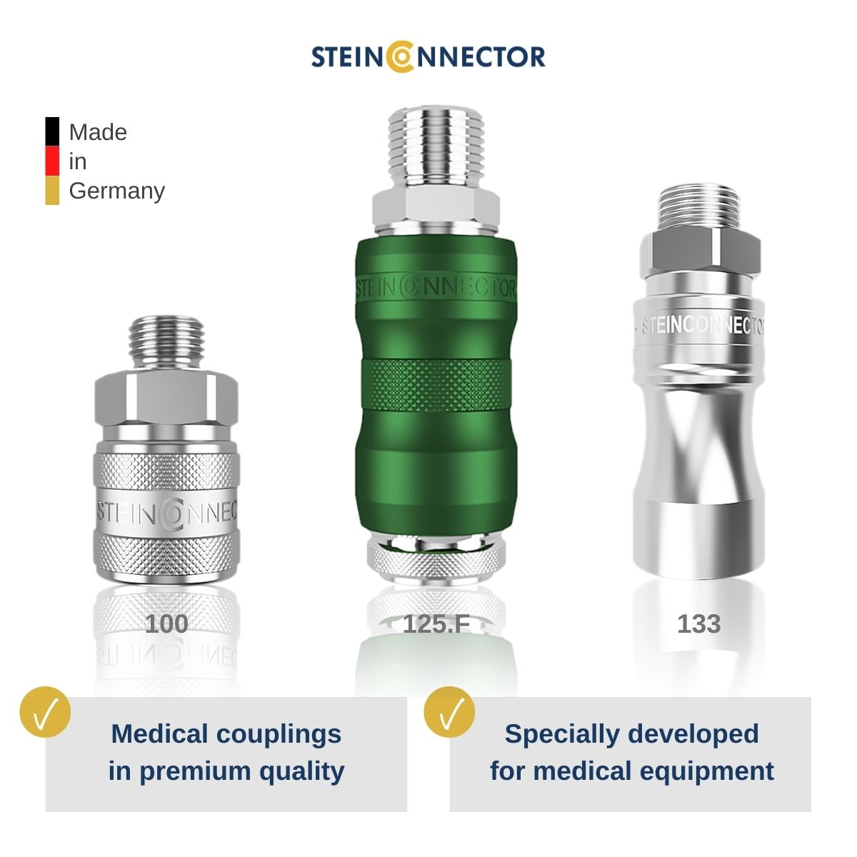Steinconnector - manufacturer of safety couplings & quick couplings specially designed for medical devices - Premium Quality Made in Germany - Medical couplings & NIST couplings for medical devices 