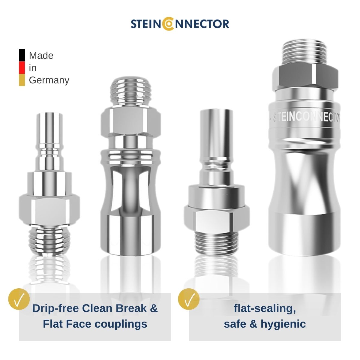 Medical couplings for medical technology - special flat face couplings and cleanbreak couplings, splash-free, leak-free & drip-free - sterile coupling for laboratories